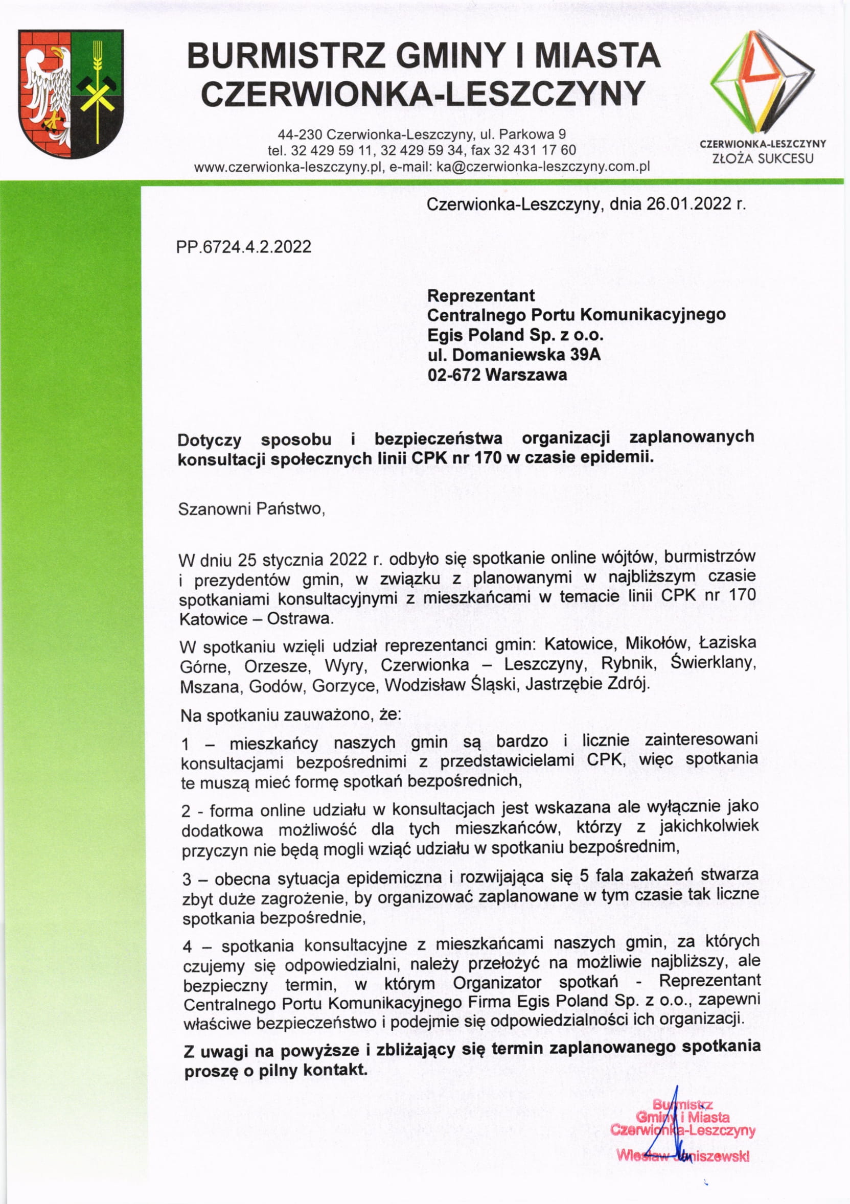 Pismo Burmistrza